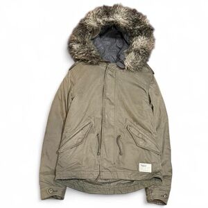 Y2K TNA Sandhurst Fur Hooded Military Utility Parka Jacket